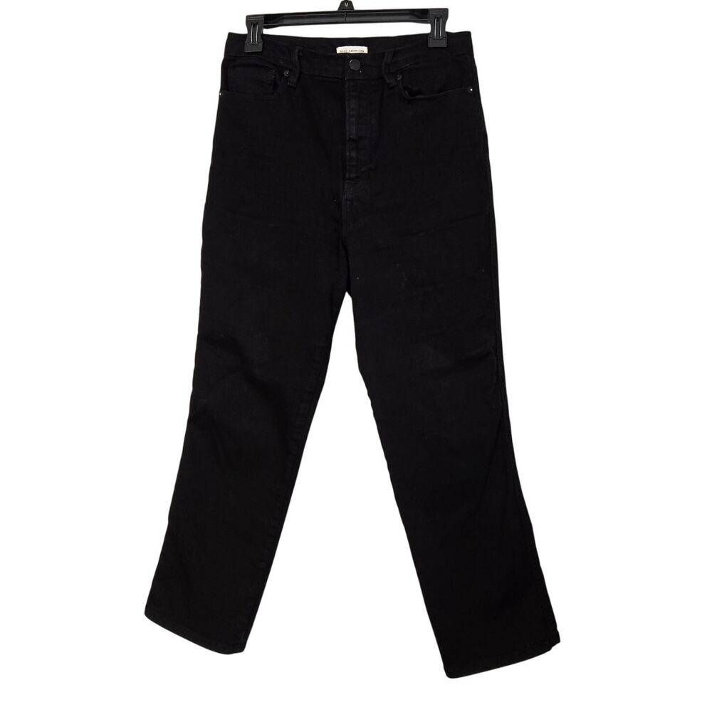 Good American Good Curve Straight Never Fade Black High‑Rise Jeans Size 10
